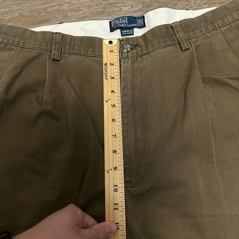 Polo Ralph Lauren Hammond Pant Mens 38x30 Brown Pleated Cuffed‎ Chino Chinos